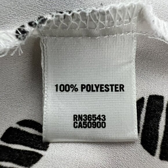 Van Heusen Key Hole 3/4 Sleeve Ruffle Blouse Ivory/Black Dotted Womens Medium - Picture 9 of 9